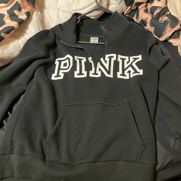 PINK Victoria's Secret Sweaters - Black PINK Quarter-Zip Sweatshirt medium